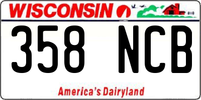 WI license plate 358NCB