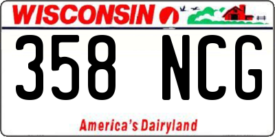 WI license plate 358NCG
