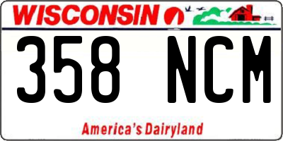 WI license plate 358NCM
