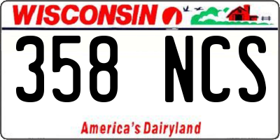 WI license plate 358NCS