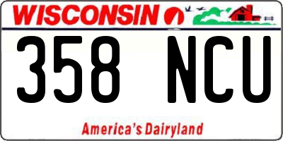WI license plate 358NCU
