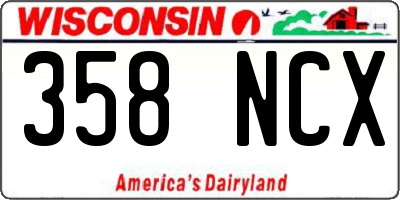 WI license plate 358NCX