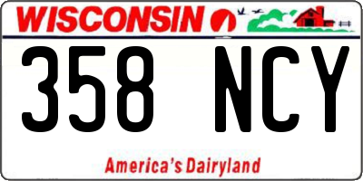 WI license plate 358NCY