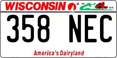 WI license plate 358NEC