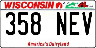 WI license plate 358NEV