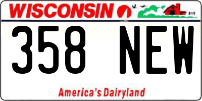 WI license plate 358NEW