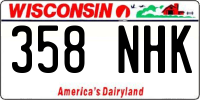 WI license plate 358NHK