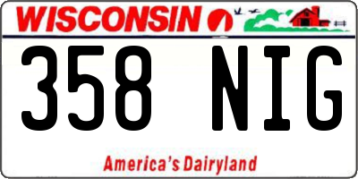 WI license plate 358NIG