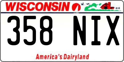 WI license plate 358NIX