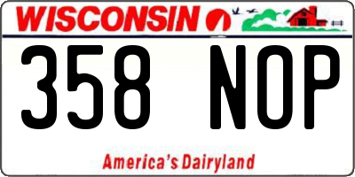 WI license plate 358NOP