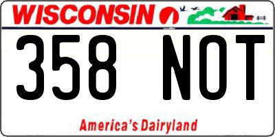 WI license plate 358NOT