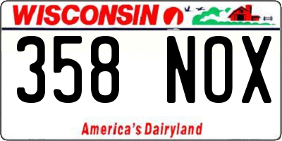 WI license plate 358NOX