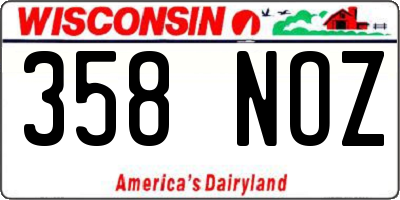 WI license plate 358NOZ