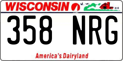 WI license plate 358NRG