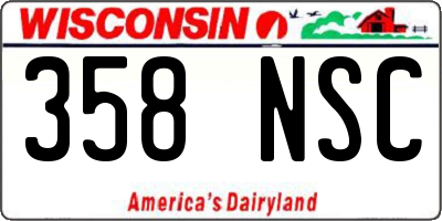 WI license plate 358NSC
