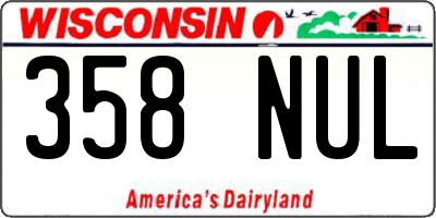 WI license plate 358NUL