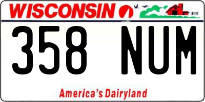WI license plate 358NUM