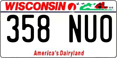 WI license plate 358NUO