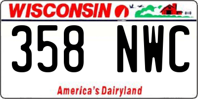 WI license plate 358NWC