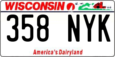 WI license plate 358NYK