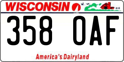 WI license plate 358OAF