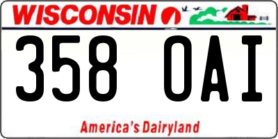 WI license plate 358OAI