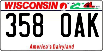 WI license plate 358OAK