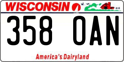 WI license plate 358OAN