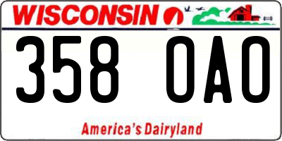 WI license plate 358OAO
