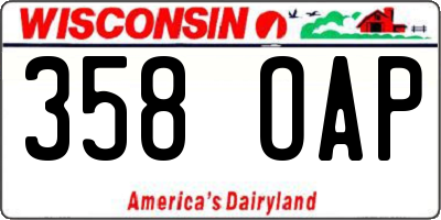 WI license plate 358OAP