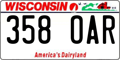 WI license plate 358OAR
