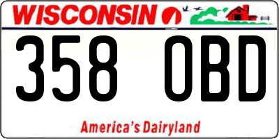 WI license plate 358OBD