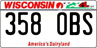WI license plate 358OBS