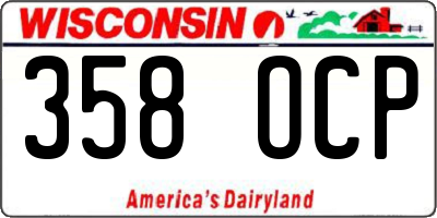 WI license plate 358OCP