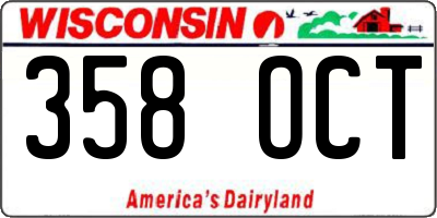 WI license plate 358OCT