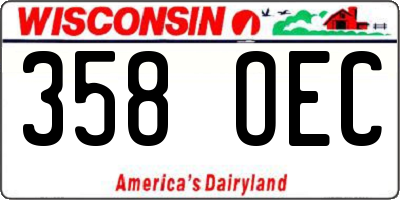 WI license plate 358OEC