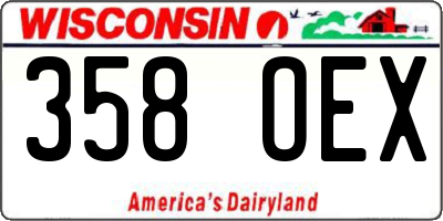 WI license plate 358OEX