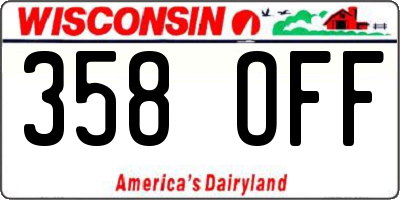 WI license plate 358OFF
