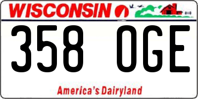 WI license plate 358OGE