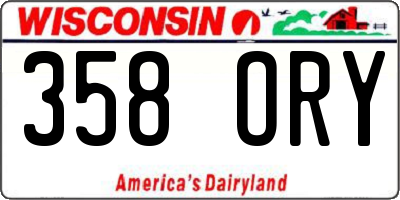WI license plate 358ORY