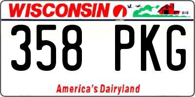 WI license plate 358PKG