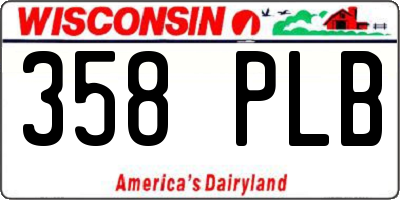 WI license plate 358PLB