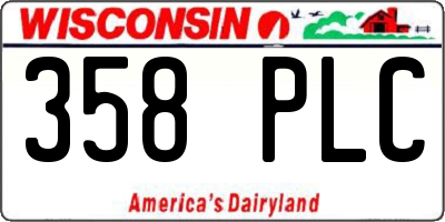 WI license plate 358PLC