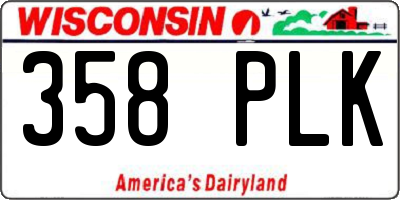 WI license plate 358PLK