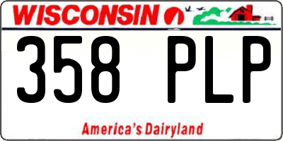 WI license plate 358PLP