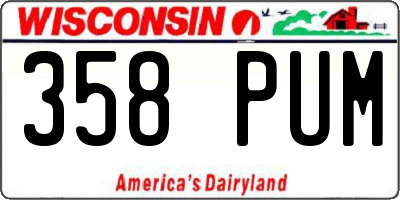 WI license plate 358PUM