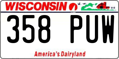 WI license plate 358PUW