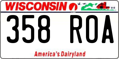 WI license plate 358ROA