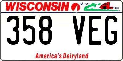 WI license plate 358VEG
