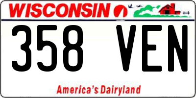WI license plate 358VEN